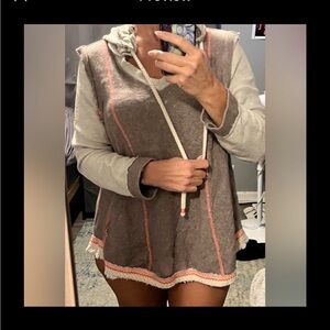 Fresh Produce Gray and Pink Hoodie Sweatshirt